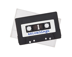 Image showing Vintage audio cassette tape, isolated on white background