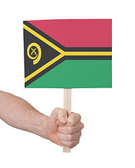 Image showing Hand holding small card - Flag of Vanuatu