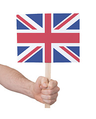 Image showing Hand holding small card - Flag of the UK