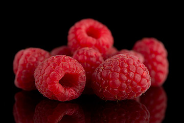 Image showing Raspberries with leaves