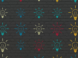 Image showing Finance concept: Light Bulb icons on wall background