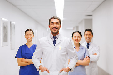 Image showing happy group of medics or doctors at hospital