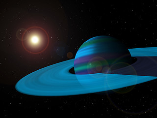 Image showing Blue Gas Giant Planet with Rings