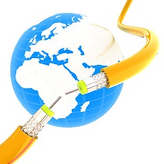 Image showing Cables for high tech connect and Earth