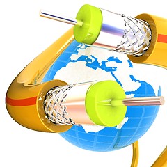 Image showing Cables for high tech connect and Earth