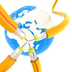 Image showing Cables for high tech connect and Earth