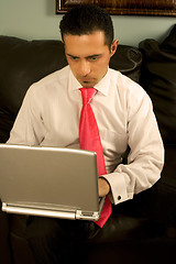 Image showing Businessman Working on the Couch