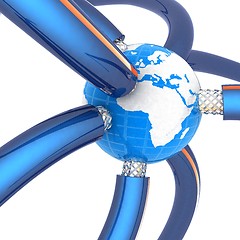 Image showing Cables for high tech connect and Earth