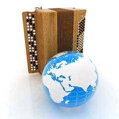 Image showing Musical instrument - retro bayan and Earth