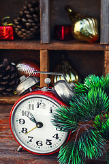 Image showing New year composition with alarm clock