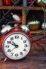 Image showing New year composition with alarm clock