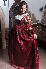 Image showing Portrait of elegant woman in medieval era dress