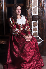Image showing Portrait of the elegant woman in medieval era dress