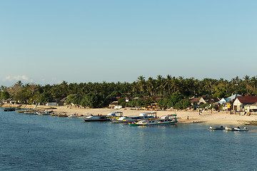 Image showing sand beach with boat, Bali Indonesia