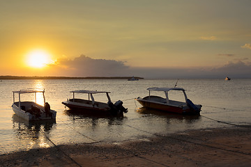 Image showing Nusa penida, Bali beach with dramatic sky and sunset