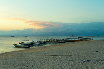 Image showing Nusa penida, Bali beach with dramatic sky and sunset