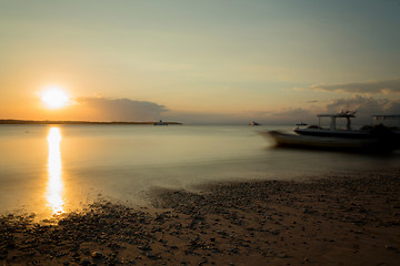 Image showing Nusa penida, Bali beach with dramatic sky and sunset