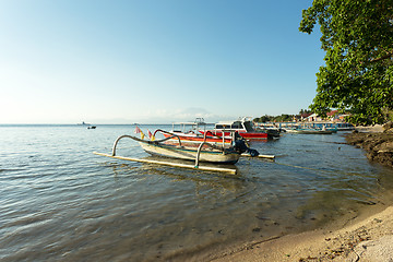 Image showing sand beach with boat, Bali Indonesia