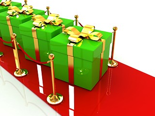 Image showing Beautiful Christmas gifts on New Year\'s path to the success