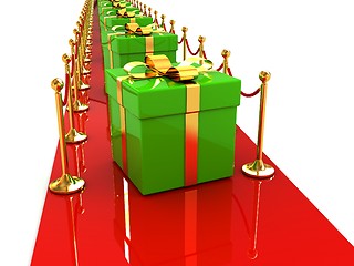 Image showing Beautiful Christmas gifts on New Year\'s path to the success