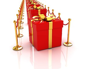 Image showing Beautiful Christmas gifts on New Year\'s path to the success