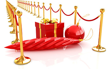 Image showing Beautiful Christmas gifts on New Year\'s path to the success