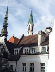 Image showing medieval buildings architecture street scene Riga Latvia Europe 