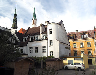 Image showing medieval buildings architecture street scene Riga Latvia Europe 