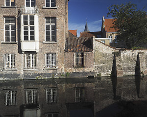 Image showing Brugge Bruges Belgium medieval buildings  canal made of brick an