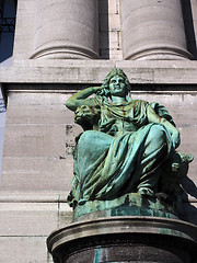 Image showing Cinquantenaire Arch (1880-1905) with bronze statue, Brussels, Be