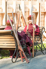 Image showing Reenactors in 18th century russian army uniform