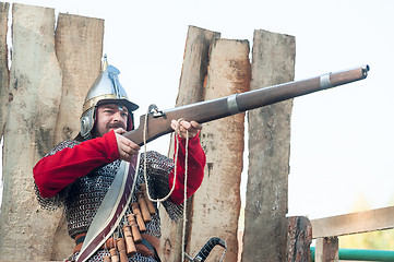 Image showing Reenactors in 18th century russian army uniform