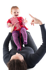 Image showing picture of happy mother with baby over white