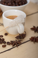 Image showing espresso coffee with sugar and spice