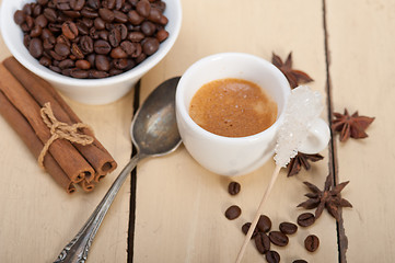 Image showing espresso coffee with sugar and spice