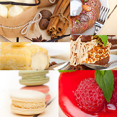 Image showing fresh dessert cake collage 