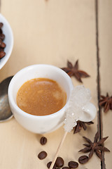 Image showing espresso coffee with sugar and spice