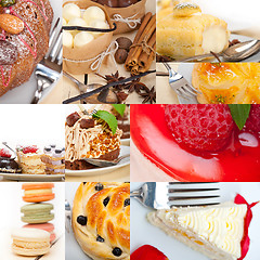 Image showing fresh dessert cake collage 