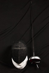 Image showing The fencing mask and rapier 