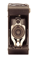 Image showing Vintage folding bellows roll film camera