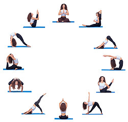 Image showing Collage of young beautiful fitness girl doing yoga exercise 