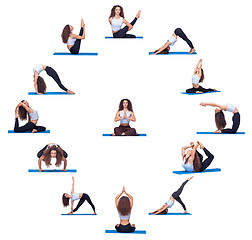 Image showing Collage of young beautiful fitness girl doing yoga exercise 