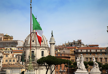 Image showing Traian column and Santa Maria di Loreto in Rome, Italy