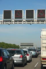 Image showing cars in traffic jam on highway, in Germany 