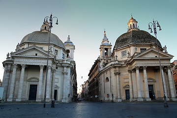 Image showing View of Santa Maria in Montesanto and Santa Maria dei Miracoli i