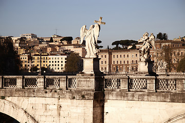 Image showing Sant Angelo Bridge, over Tiber river in Rome, Italy