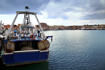 Image showing Panoramic view of port Anzio, with the fishing boats and fishing