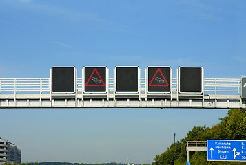 Image showing road sign traffic jam on highway, in Germany 