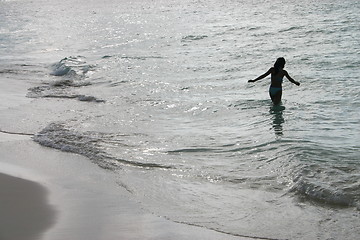 Image showing Girl in the Caribbean sea