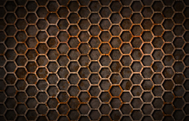 Image showing Rusty hexagon pattern grate texture